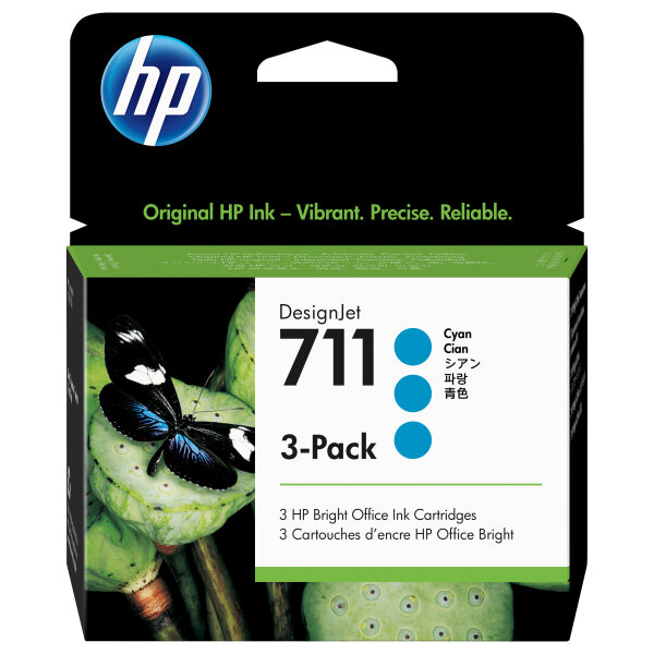 HP 711 Original Tinte cyan Standardkapazitt 3er-Pack