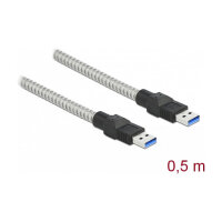 Delock USB 5 Gbps Kabel Typ-A Stecker zu Typ-A Stecker mit Metallmantel 0,5 m
