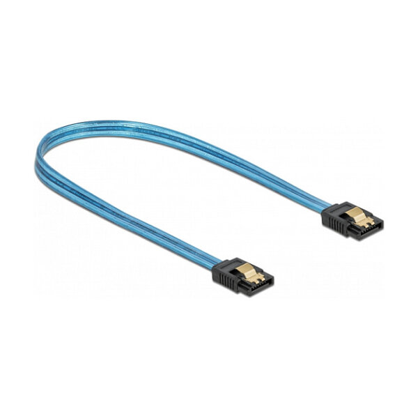 Delock SATA 6 Gb/s Kabel UV Leuchteffekt blau 50 cm