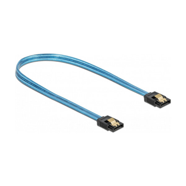 Delock SATA 6 Gb/s Kabel UV Leuchteffekt blau 70 cm