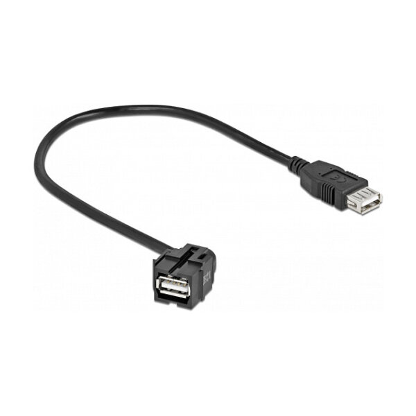 Delock Keystone Modul USB 2.0 A Buchse 250° > USB 2.0 A Buchse mit Kabel schwarz