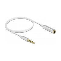Delock Audio Verlängerungskabel Klinke 3,5 mm 4 Pin Stecker zu Buchse Ultra Slim 0,5 m weiß