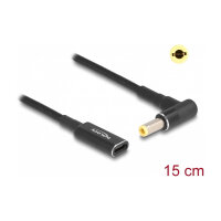 Delock Adapterkabel für Notebook Ladekabel USB Type-C™ Buchse zu 5,5 x 2,5 mm Stecker 90° gewinkelt 15 cm