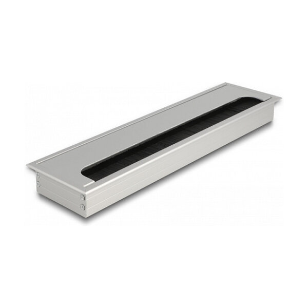 Delock Kabeldurchführung für Tischeinbau mit Bürste 300 x 80 x 28 mm silber