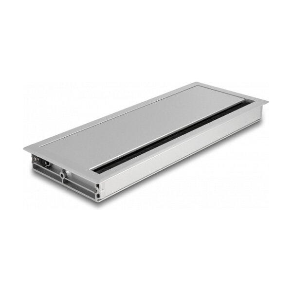 Delock Kabeldurchführung für Tischeinbau mit Bürste 300 x 120 x 28 mm silber