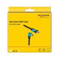 Delock High Speed HDMI Kabel Stecker gerade zu Stecker 90° unten gewinkelt 48 Gbps 8K 60 Hz 1 m