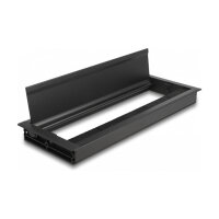 Delock Kabeldurchführung für Tischeinbau mit Bürste 300 x 120 x 28 mm schwarz