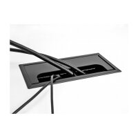 Delock Kabeldurchführung für Tischeinbau mit Bürste 300 x 120 x 28 mm schwarz