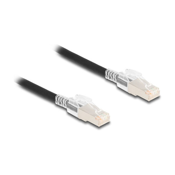 Delock RJ45 Netzwerkkabel Cat.6A S/FTP mit Secure Clips Set 0,5 m schwarz