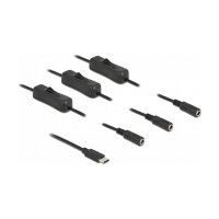Delock Kabel USB Type-C™ Stecker zu 3 x DC 5,5 x 2,1 mm Buchse mit Schalter 1 m