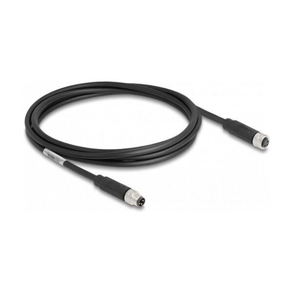 Delock M8 A-kodiert 3 Pin Kabel Stecker zu Buchse PUR (TPU) 2 m