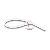 Delock Kabelbinder wiederverwendbar L 200 x B 4,8 mm 100 Stück weiß