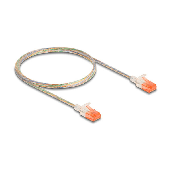 Delock RJ45 Netzwerkkabel Cat.6A U/UTP Slim 1 m transparent