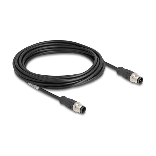 Delock M12 Kabel D-kodiert 4 Pin Stecker zu Stecker PVC 5 m