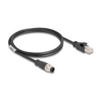 Delock M12 Kabel A-kodiert 8 Pin Stecker zu RJ45 Stecker PVC 1 m