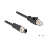 Delock M12 Kabel A-kodiert 8 Pin Stecker zu RJ45 Stecker PVC 1 m