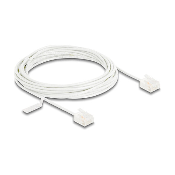 Delock RJ45 Netzwerkkabel Cat.6 UTP Ultra Slim 5 m weiß mit kurzen Steckern