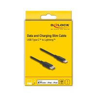 Delock Slim Daten- und Ladekabel USB Type-C™ zu Lightning™ für iPhone™, iPad™, iPod™ schwarz 1 m MFi