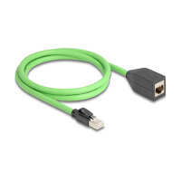 Delock RJ45 Netzwerk Verlängerungskabel Cat.6A Stecker zu Buchse SF/UTP schleppkettentauglich PUR (TPU) 1 m grün