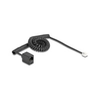 Delock Telefonkabel / Spiralkabel RJ11 Stecker zu RJ45 Buchse schwarz 3 m