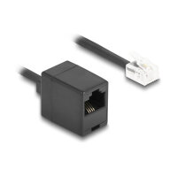 Delock Telefonkabel / Spiralkabel RJ11 Stecker zu RJ45 Buchse schwarz 5 m
