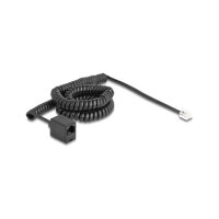 Delock Telefonkabel / Spiralkabel RJ11 Stecker zu RJ45 Buchse schwarz 5 m