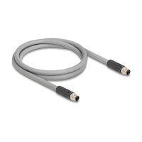 Delock M12 Kabel L-kodiert 5 Pin Stecker zu Stecker PUR schleppkettentauglich 2 m grau