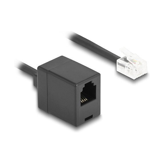 Delock Telefonkabel / Spiralkabel RJ11 Stecker zu RJ11 Buchse schwarz 2 m