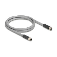 Delock M12 Kabel L-kodiert 5 Pin Stecker zu Buchse PUR schleppkettentauglich 1 m grau