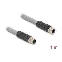 Delock M12 Kabel L-kodiert 5 Pin Stecker zu Buchse PUR schleppkettentauglich 1 m grau