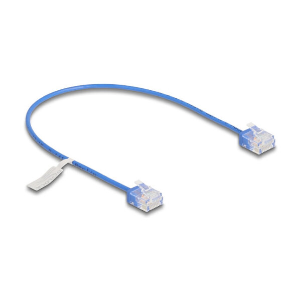 Delock RJ45 Netzwerkkabel Cat.6 UTP Ultra Slim 0,3 m blau mit kurzen Steckern