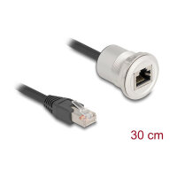 Delock RJ45 Einbaubuchse mit Kabelpeitsche Stecker Cat.5e...