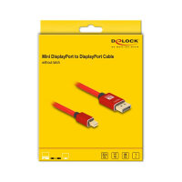 Delock Mini DisplayPort zu DisplayPort Kabel 8K 60 Hz 1 m rot Metall ohne Einrastfunktion