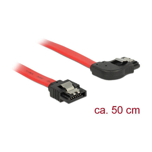 Delock SATA 6 Gb/s Kabel gerade auf rechts gewinkelt 50 cm rot