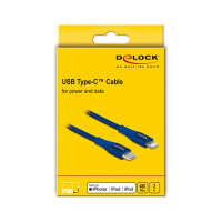 Delock Daten- und Ladekabel USB Type-C™ zu Lightning™ für iPhone™, iPad™ und iPod™ blau 2 m MFi