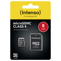 CARD 8GB Intenso MicroSDHC 21MB/s +Adapter
