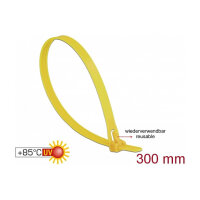 Delock Kabelbinder wiederverwendbar hitzebeständig L 300 x B 7,6 mm 100 Stück gelb