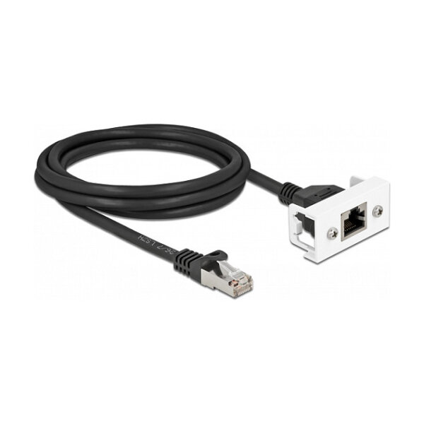 Delock Netzwerk Verlängerungskabel für Easy 45 Modul S/FTP RJ45 Stecker zu RJ45 Buchse Cat.6A 2 m schwarz / weiß