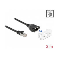 Delock Netzwerk Verlängerungskabel für Easy 45 Modul S/FTP RJ45 Stecker zu RJ45 Buchse Cat.6A 2 m schwarz / weiß