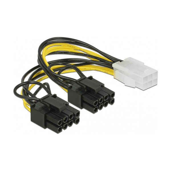 Delock PCI Express Stromkabel 6 Pin Buchse > 2 x 8 Pin Stecker 15 cm