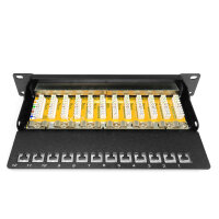 DIGITUS Patchpanel 1HE 12-Port Cat6 ClassE geschirmt schw.