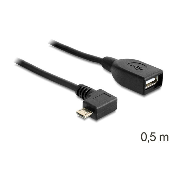 Delock Kabel USB micro-B Stecker > USB 2.0-A Buchse OTG 50 cm gewinkelt