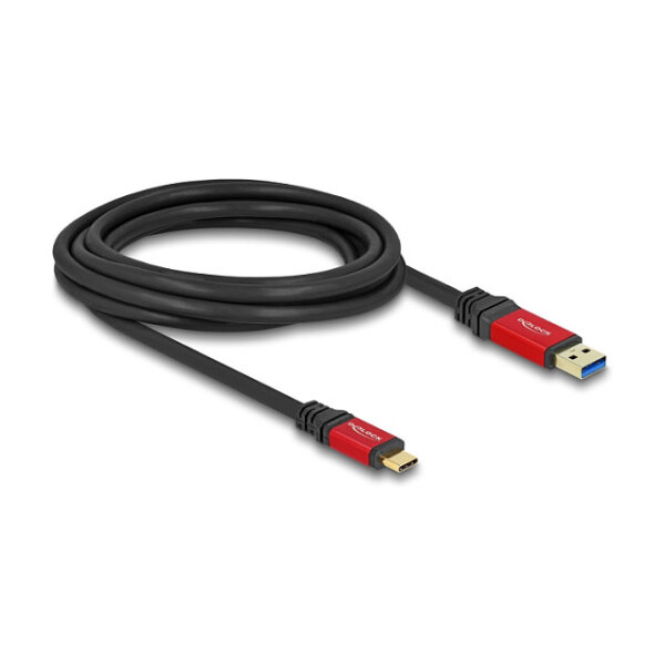 Delock USB 10 Gbps Kabel USB Typ-A Stecker zu USB Type-C™ Stecker 3 m rot Metall