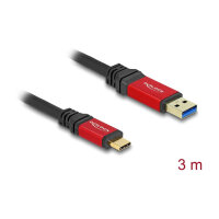 Delock USB 10 Gbps Kabel USB Typ-A Stecker zu USB Type-C™ Stecker 3 m rot Metall