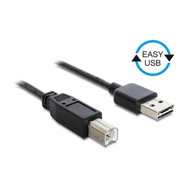 Delock Kabel EASY-USB 2.0 Typ-A Stecker > USB 2.0 Typ-B Stecker 1 m schwarz