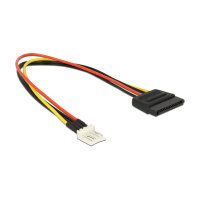Delock Stromkabel SATA 15 Pin Buchse > 4 Pin Floppy Stecker 24 cm