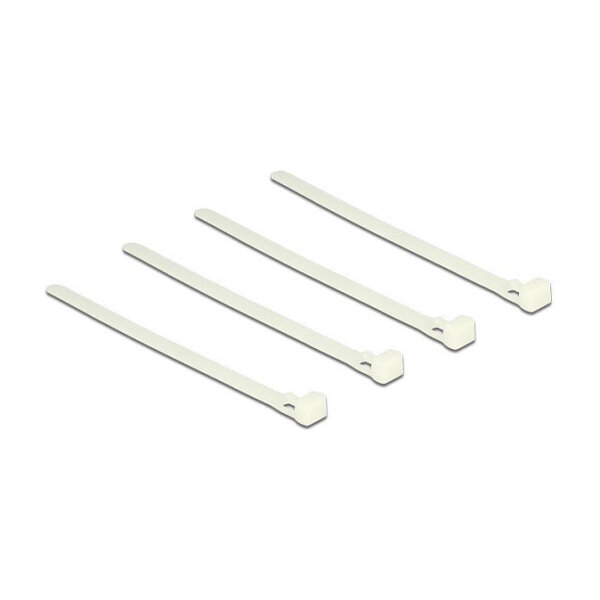 Delock Kabelbinder lösbar weiß L 150 x B 7,5 mm 100 Stück
