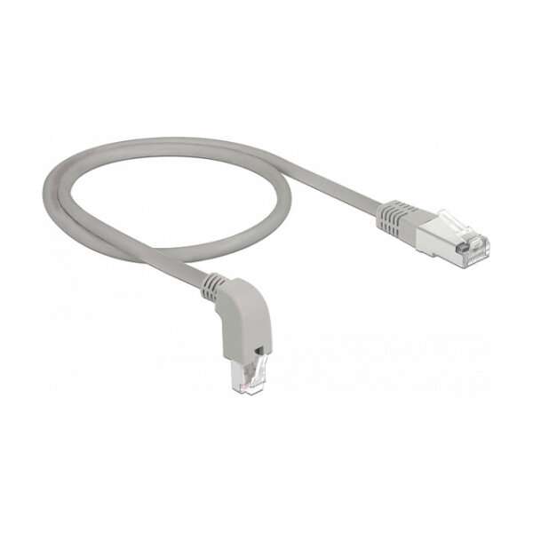 Delock Netzwerkkabel RJ45 Cat.6A S/FTP unten gewinkelt / gerade 0,5 m