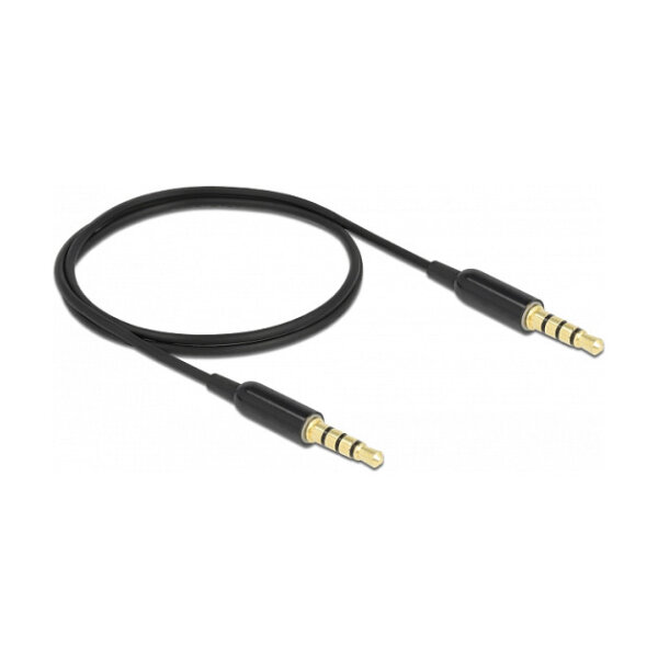 Delock Klinkenkabel 3,5 mm 4 Pin Stecker zu Stecker Ultra Slim 0,5 m schwarz