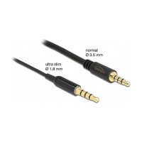 Delock Klinkenkabel 3,5 mm 4 Pin Stecker zu Stecker Ultra Slim 0,5 m schwarz